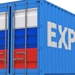 Container mit russischer Flagge