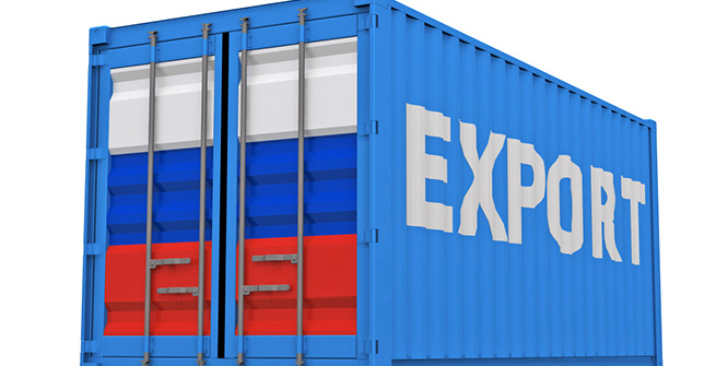 Container mit russischer Flagge