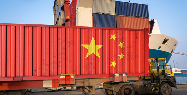 Container mit Flagge China