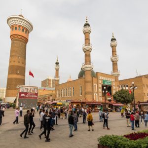 Hauptplatz in Urumqi, Hauptstadt des Uigurischen Autonomen Gebietes Xinjiang